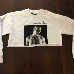 TUPAC Shakur 2PAC Women's Medium Cut-Off Sweatshirt - Bravado Merchandising